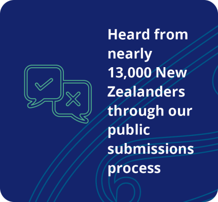 Heard from nearly 13,000 New Zealanders through our public submissions process.